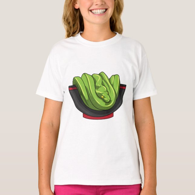 Snake with Ramen Bowl T Shirt (Framsida)