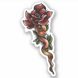 Snake with Ro Flower Klistermärken