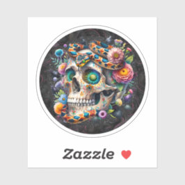Snake with Skull Blommigt Round-fästare Klistermärken