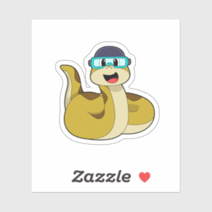 Snake with Swimming goggles Klistermärken