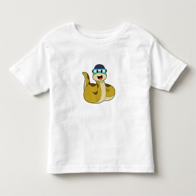 Snake with Swimming goggles T Shirt (Framsida)
