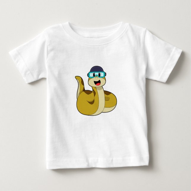 Snake with Swimming goggles T Shirt (Framsida)