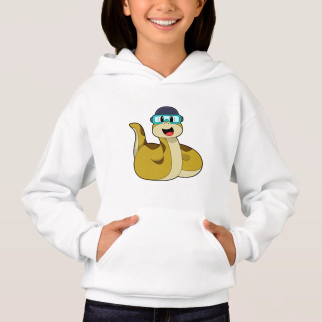 Snake with Swimming goggles T Shirt (Framsida)