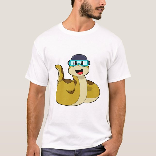 Snake with Swimming goggles T Shirt (Framsida)