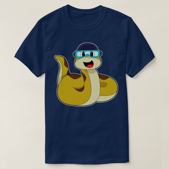 Snake with Swimming goggles T Shirt (Design framsida)