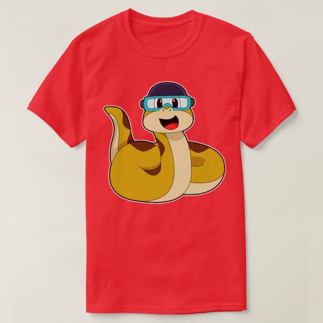 Snake with Swimming goggles T Shirt (Design framsida)