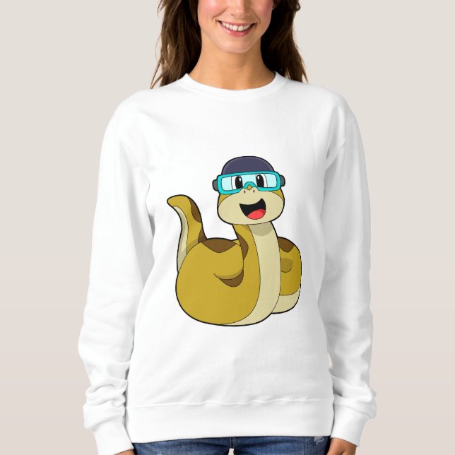 Snake with Swimming goggles T Shirt (Framsida)