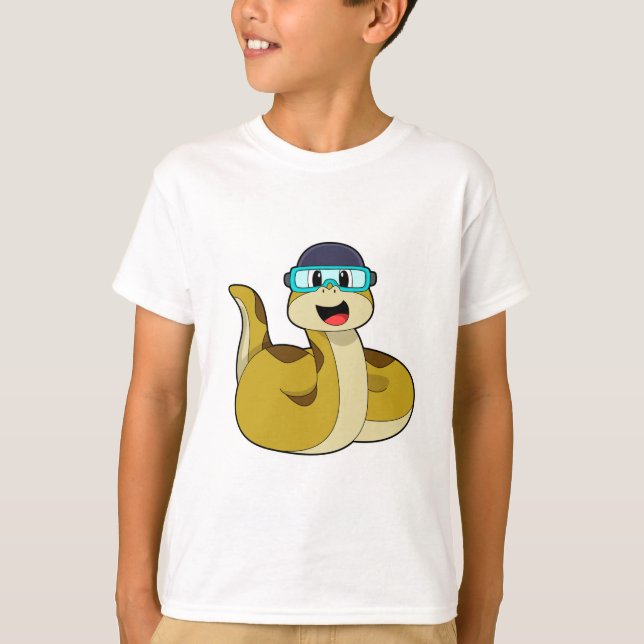 Snake with Swimming goggles T Shirt (Framsida)