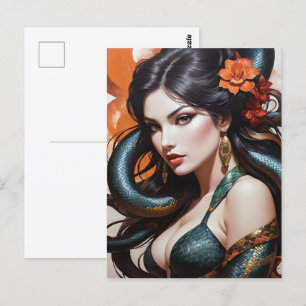 Snake Women art Vykort