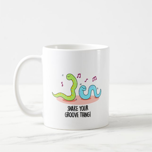 Snake Your Groove Sak Funny Disco Pun Kaffemugg (Vänster)