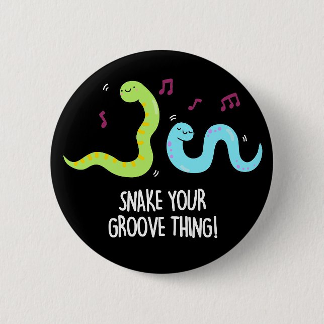 Snake Your Groove Sak Funny Disco Pun Mörk BG Knapp (Framsida)
