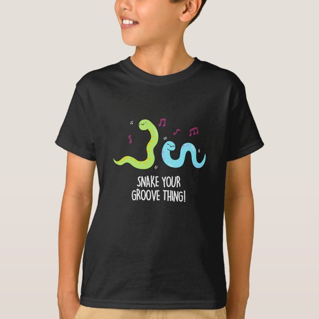 Snake Your Groove Sak Funny Disco Pun Mörk BG T Shirt (Framsida)