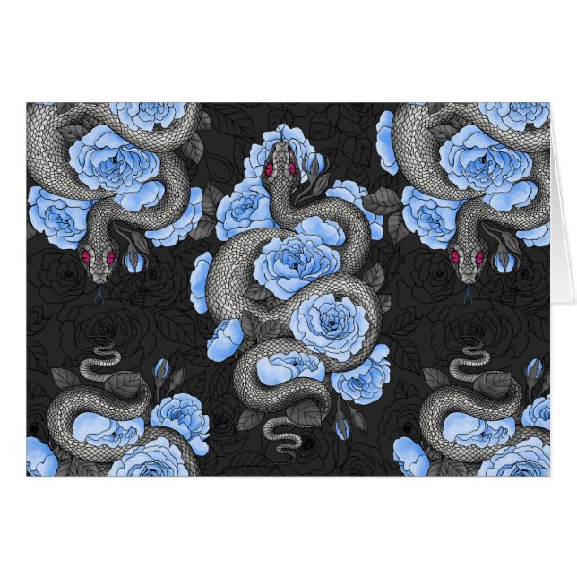 Snakes och blå ro hälsningskort (Framsidan Horizontal)