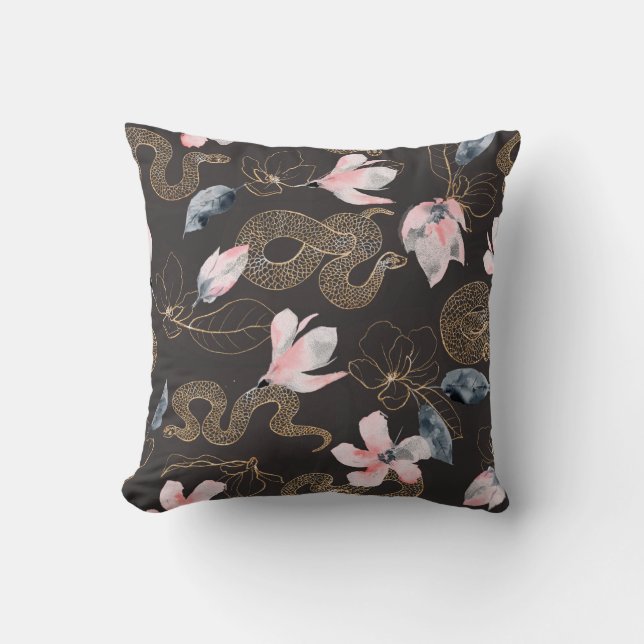 Snakes och blommor abstrakt mönster kudde (Framsida)