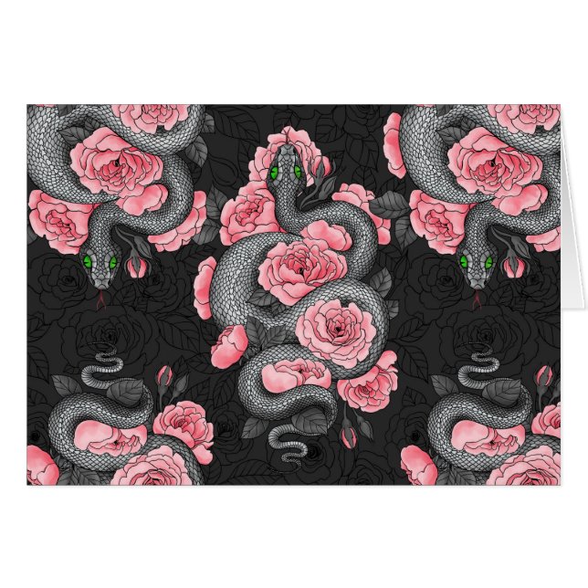 Snakes och persiko-ro hälsningskort (Framsidan Horizontal)