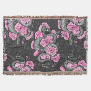 Snakes och rosa ros filt