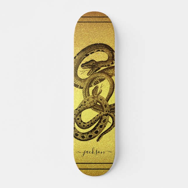 Snakes Personlig Faux Gold Foil Skateboard (Framsida)