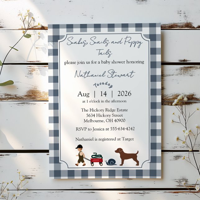 Snakes, Snails & Puppy Tails — Baby Boy Invitation Inbjudningar (Skapare uppladdad)