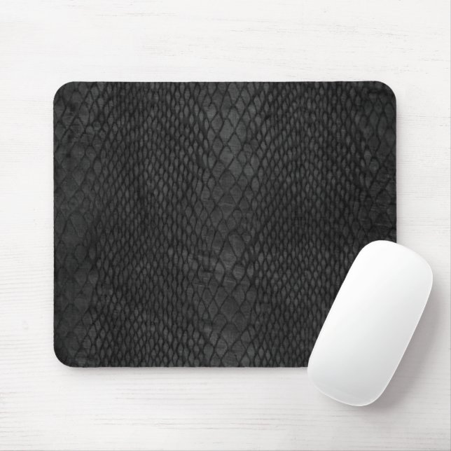 Snakeskin Black och Mörk Grått Mönster Mouse Pad Musmatta (Med mus)