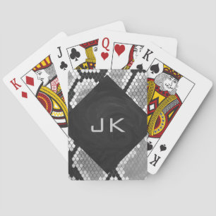 Snakeskin Grått, vit och svart monogrammad Spel Kort