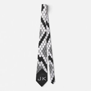 Snakeskin Grått, White och Black Monogrammed Slips