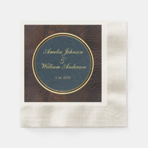 Snakeskin Leather Victorian Brown Bröllop Pappersservett