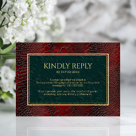 Snakeskin Leather Victorian Red Bröllop OSA Kort