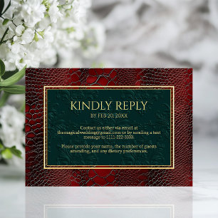 Snakeskin Leather Victorian Red Bröllop OSA Kort