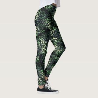#Snakeskin, Snake skin Grönt och Black Leggings