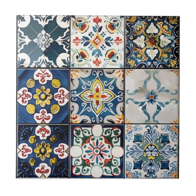 Snall Blue Italy Tile Mönster Kakelplatta (Framsidan)