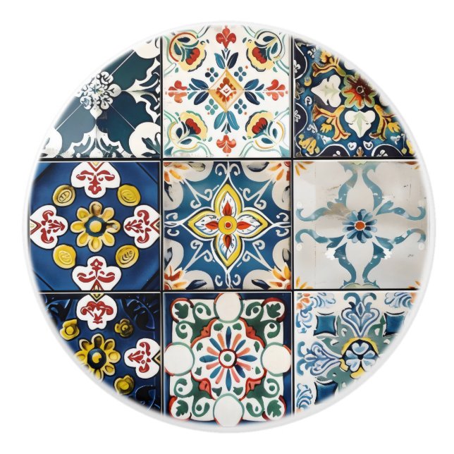 Snall Blue Italy Tile Mönster Knopp (Framsidan)