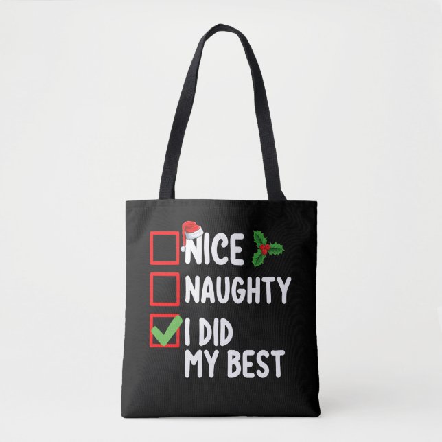 Snäll Busig Jag Gjorde Min Bästa Julklappslista Fa Tygkasse (Framsida)
