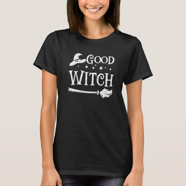 Snäll Häxa Häxkonst Halloween T Shirt (Framsida)
