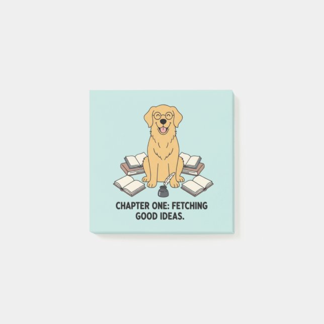Snäll Lärd Golden Retriever Boklig Gul Konst Post-it Block (Framsida)