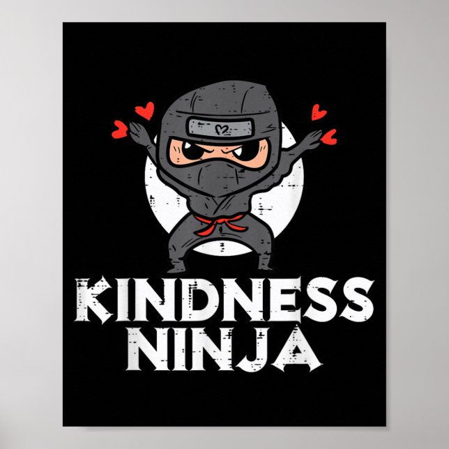 Snäll Ninja Roliga Barn Anti-Mobbning Dag Orange Poster (Framsidan)