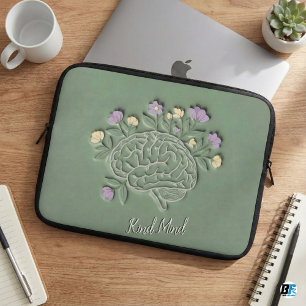 Snäll Sinne Blommig Hjärna Mental Hälsa Psykologi Laptop Fodral