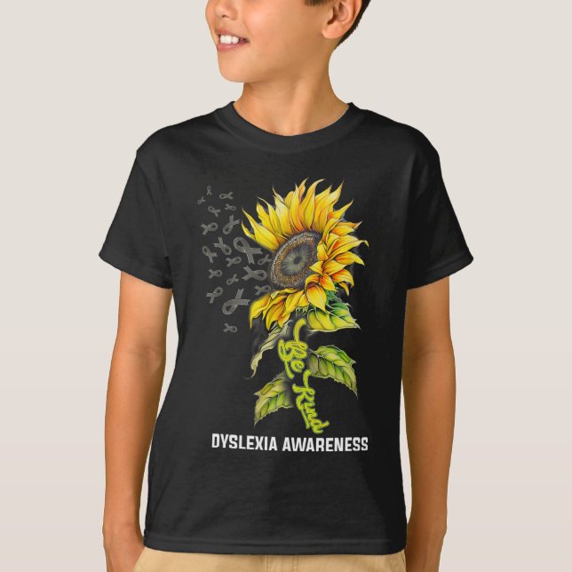 Snäll solros dysleximedvetenhet  t shirt (Framsida)