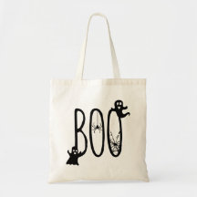 Snäll spökig Halloween-handväskor med 'Boo'