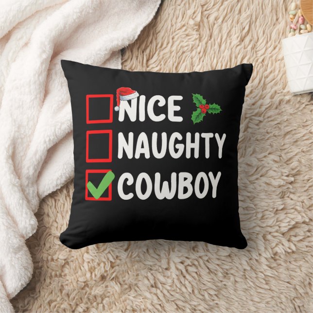 Snäll Stygg Cowboy Jul Lista Semester Kudde (Filt)