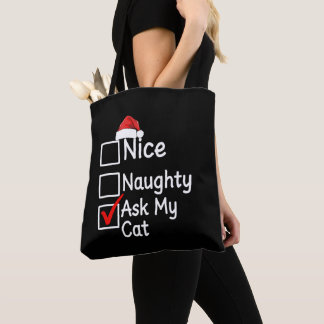 Snäll Stygg Fråga Min Katt Jul Xmas Checklista Tygkasse