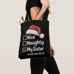 Snäll Stygg Min Syster Gjorde Mig Jul Tomte Hatt Tygkasse