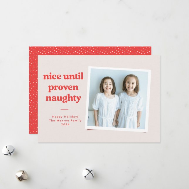 Snäll tills stygg foto-kort - röd julkort (Fram/Back In Situ)