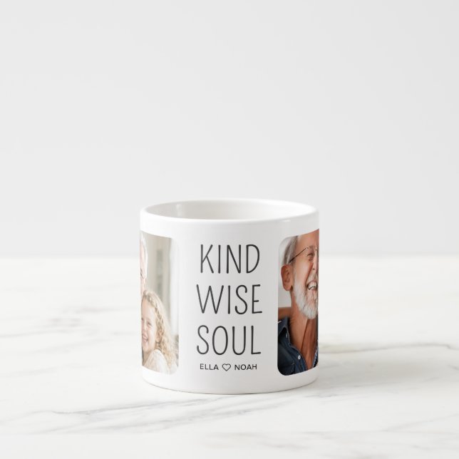 Snäll vis soul svart skript 2 foto kaffe espressomugg (Framsidan)