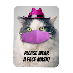 Snälla Bära en Ansikte Mask Cute Cat Humor Magnet