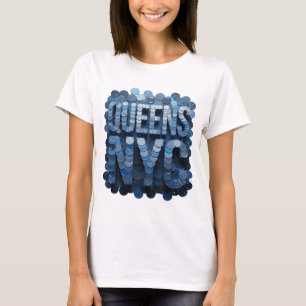 Snälla blå QUEENS NYC Djärv design T Shirt