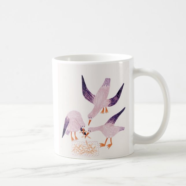 Snälla Fåglar som Samlas – Whimsisk Naturscen Kaffemugg (Höger)
