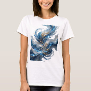 Snälla Guld BLÅ FJÄDRAR OCH STJÄRNOR Anpassad Desi T Shirt