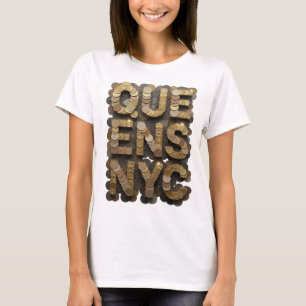 Snälla Guld QUEENS NYC Grafisk Design T Shirt