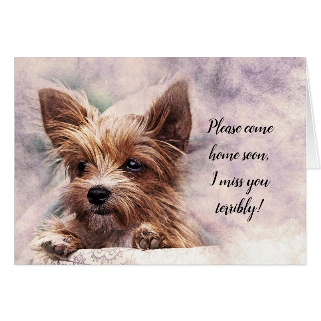 Snälla Kom hem snart jag missar dig. Hälsningskort (Framsidan Horizontal)