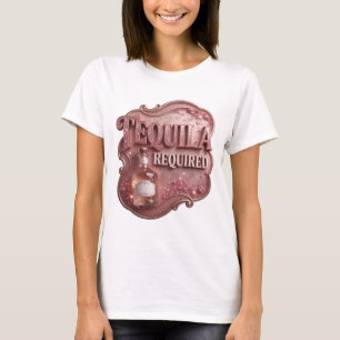 Snälla Rosa TEQUILA KRÄVS Text Design T Shirt